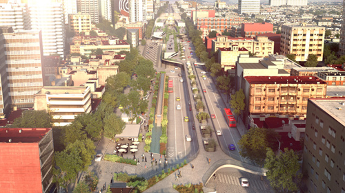 FR-EE, FRENTE Arquitectura y RDGV arquitectura + urbanismo, Corredor Cultural Chapultepec (2015). Render. Tomada del sitio web del CCC