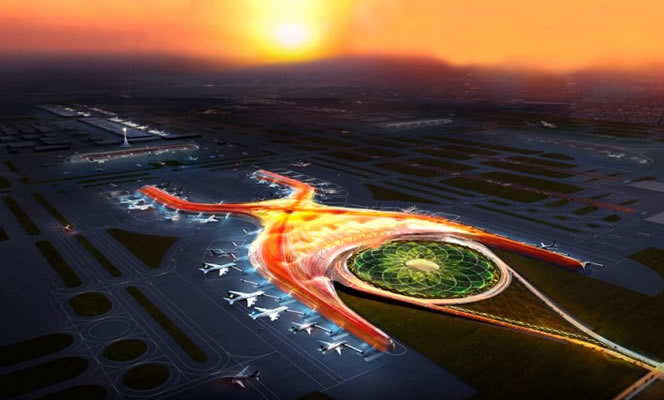 Proyecto del nuevo aeropuerto de la ciudad de México, por Norman + Foster. Tomada del sitio web del arquitecto