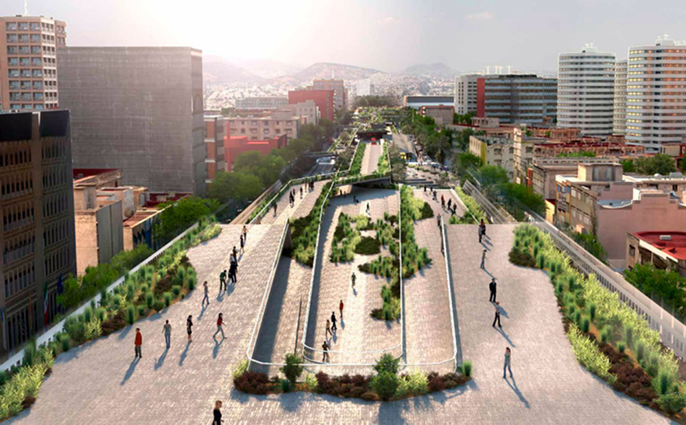 FR-EE, FRENTE Arquitectura y RDGV arquitectura + urbanismo, Corredor Cultural Chapultepec (2015). Render. Tomada del sitio web del CCC