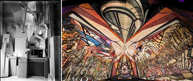 De izquierda a derecha: Kurt Schwitters, Merzbau (1923-1937), David Alfaro Siqueiros, Marcha de la humanidad