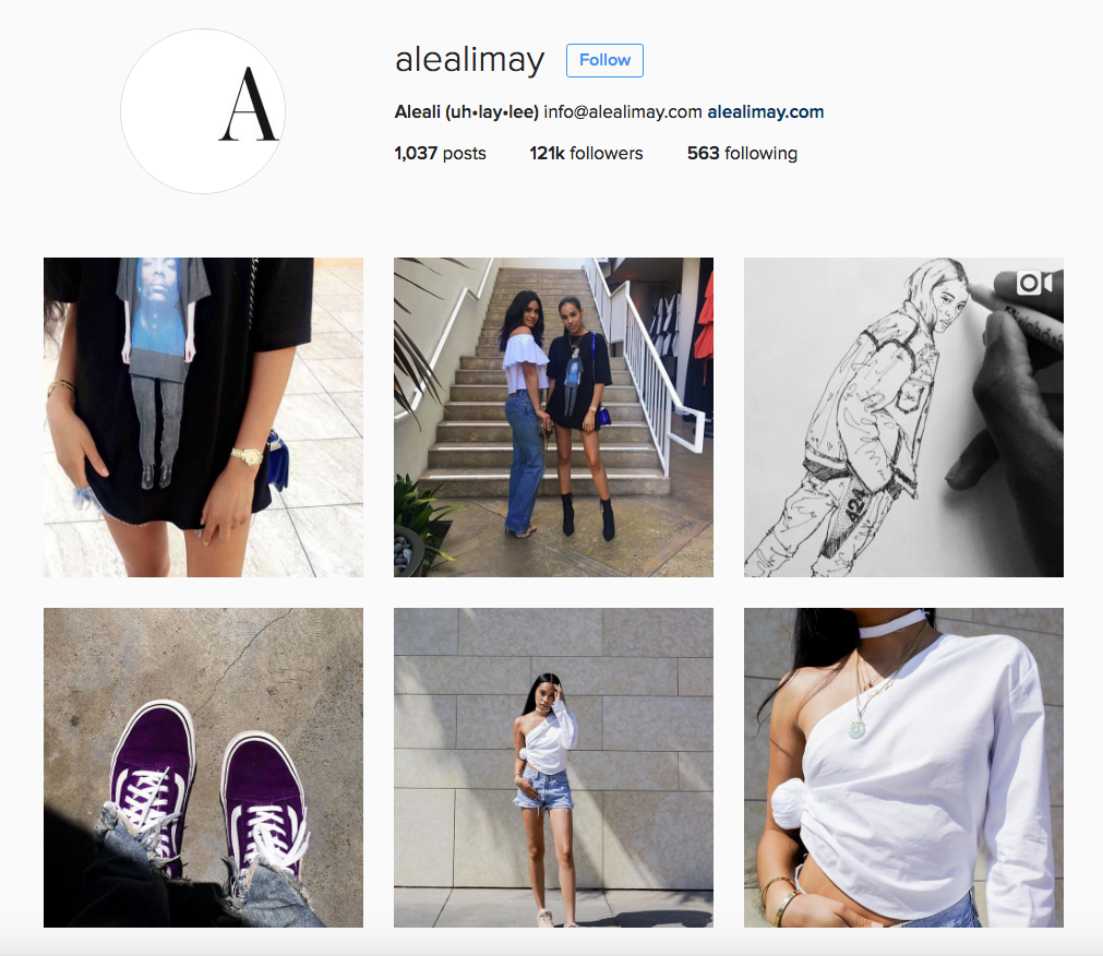 Cuenta de Instagram de la fashion blogger Aleali May
