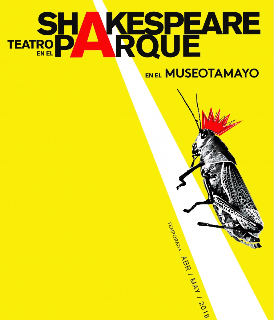 Afiche amarillo de teatro. Agenda abril. 